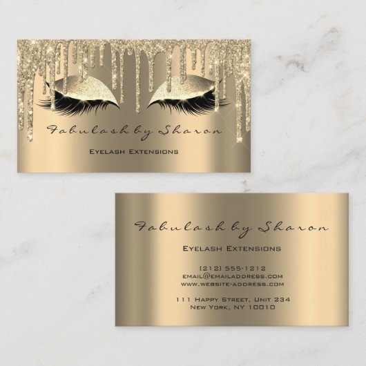メイクアップアーティストアイズラッシュグリッタードリップスセピア金ゴールド 名刺 (正面/裏面)