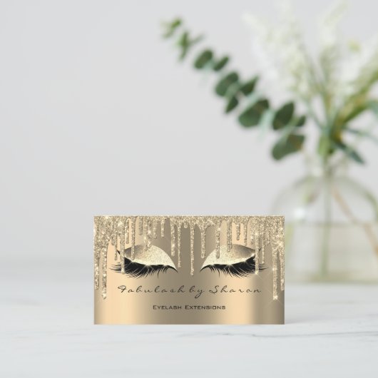 メイクアップアーティストアイズラッシュグリッタードリップスセピア金ゴールド 名刺 (スタンド正面)