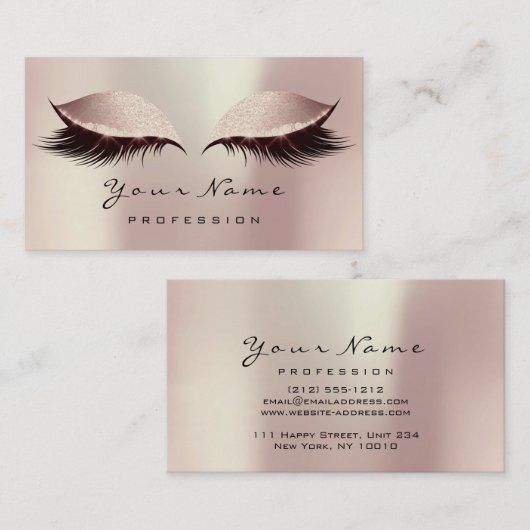 メイクアップアーティストアイズラッシュグリッターピンクローズ赤面 名刺 (正面/裏面)