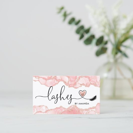 メイクアップアーティストアイズラッシュ赤面ピンクアゲットブッシー 名刺 (スタンド正面)