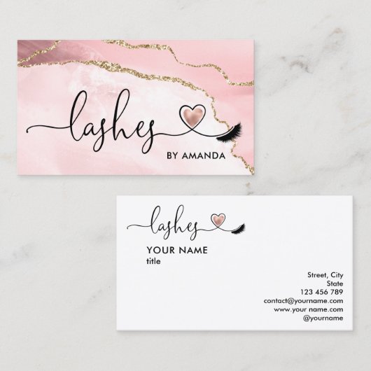 メイクアップアーティストアイズラッシュ赤面ピンクアジト 名刺 (正面/裏面)