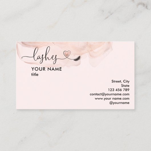 メイクアップアーティストアイズラッシュ赤面ピンクウォーターカラーB 名刺 (裏面)