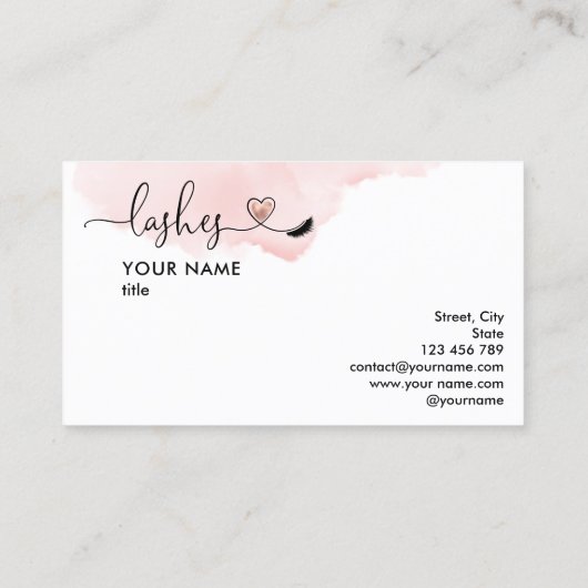 メイクアップアーティストアイズラッシュ赤面ピンクウォーター色 名刺 (裏面)