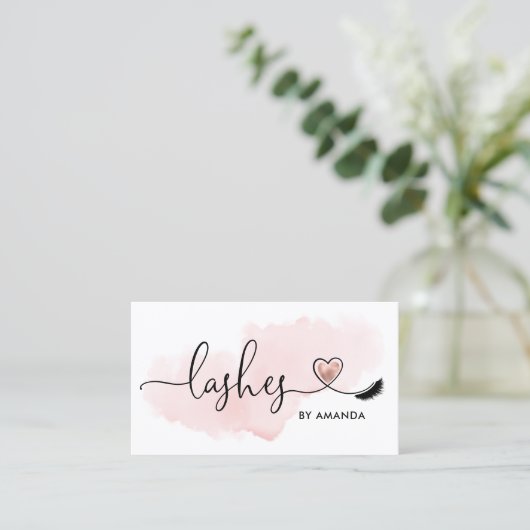 メイクアップアーティストアイズラッシュ赤面ピンクウォーター色 名刺 (スタンド正面)