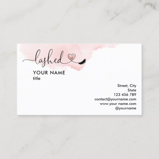 メイクアップアーティストアイズラッシュ赤面ピンクウォーター色 名刺 (裏面)