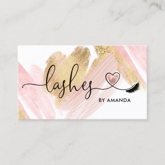 メイクアップアーティストアイズラッシュ赤面ピンクグリッターブシ 名刺 (正面)