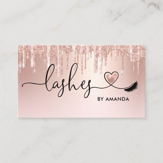 メイクアップアーティストアイズラッシュ赤面ピンクグリッターブシ 名刺 (正面)