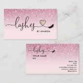 メイクアップアーティストアイズラッシュ赤面ピンクグリッターブシ 名刺 (正面/裏面)