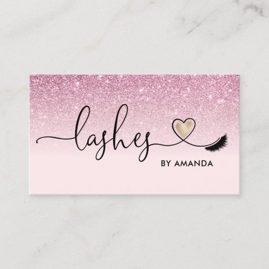 メイクアップアーティストアイズラッシュ赤面ピンクグリッターブシ 名刺 (正面)
