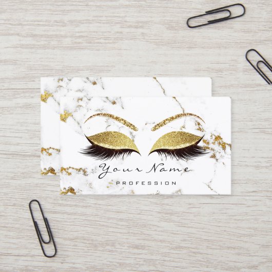 メイクアップアーティストアイズレイズグリッター金ゴールド大理石 名刺 (正面/裏面インサイチュ)