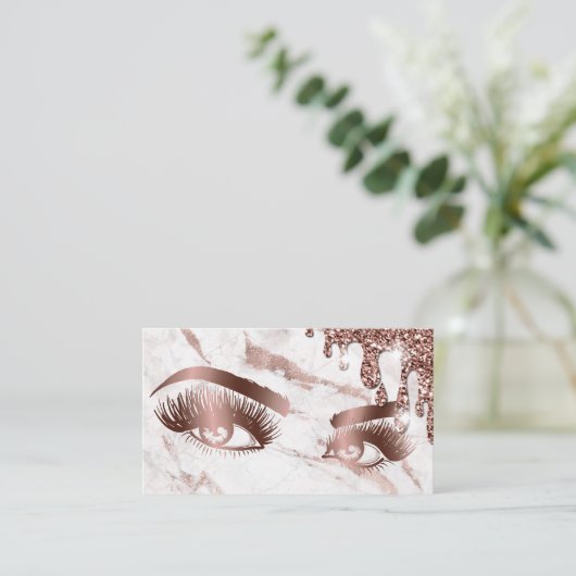 メイクアップアーティストアイズレイズバラ金ゴールド大理石 名刺 (スタンド正面)