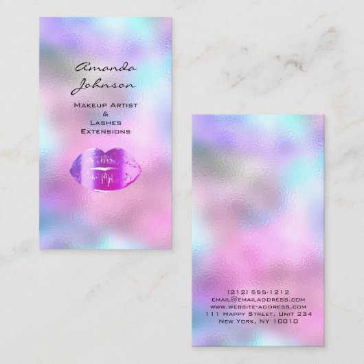 メイクアップアーティストアイドラッシュキスLIpsヘアピンクグラデーション 名刺 (正面/裏面)