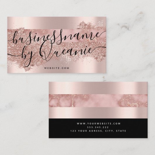 メイクアップアーティストアイドラッシュグリッタースクリプトバラ 名刺 (正面/裏面)