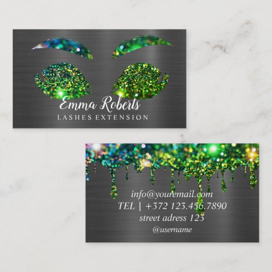 メイクアップアーティストアイドラッシュグリッタードリップスバラ 名刺 (正面/裏面)