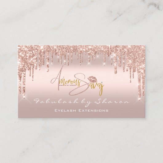 メイクアップアーティストアイドラッシュグリッタードリップスロゴ1 名刺 (正面)
