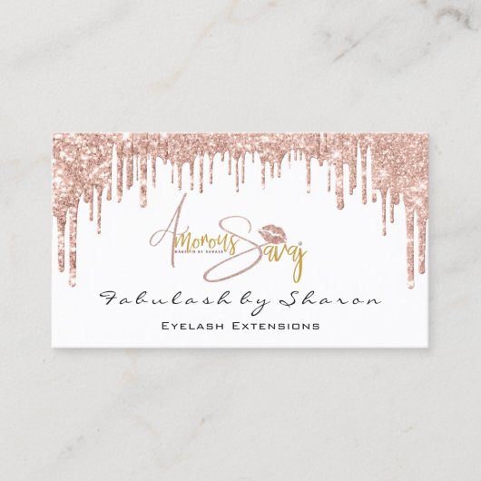 メイクアップアーティストアイドラッシュグリッタードリップスロゴ 名刺 (正面)