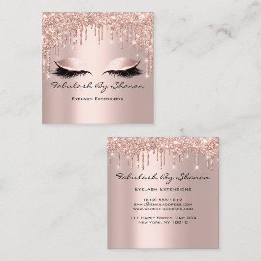 メイクアップアーティストアイドラッシュドライプスクエア スクエア名刺 (正面/裏面)