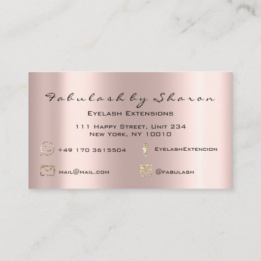 メイクアップアーティストアイドラッシュ延長バラ眉 名刺 (裏面)