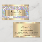 メイクアップアーティストアイドラッシュ金ゴールドグリッター枠 名刺 (正面/裏面)