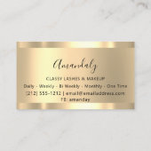 メイクアップアーティストアイドラッシュ金ゴールドグリッター枠 名刺 (裏面)