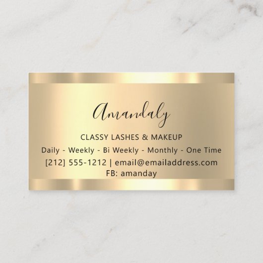 メイクアップアーティストアイドラッシュ金ゴールドグリッター枠 名刺 (裏面)