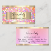メイクアップアーティストアイドラッシュ金ゴールドピンクグリッター枠 名刺 (正面/裏面)