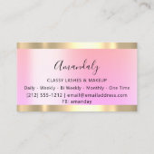 メイクアップアーティストアイドラッシュ金ゴールドピンクグリッター枠 名刺 (裏面)