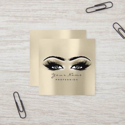 メイクアップアーティストアイブラッシュアイボリースクエア スクエア名刺 (正面/裏面インサイチュ)
