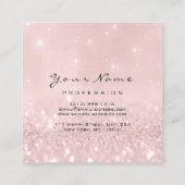 メイクアップアーティストアイブラッシュグリッターピンクグレー スクエア名刺 (裏面)
