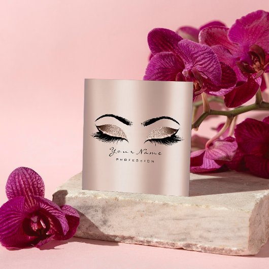 メイクアップアーティストアイブラッシュグリッターピンクスクエア スクエア名刺