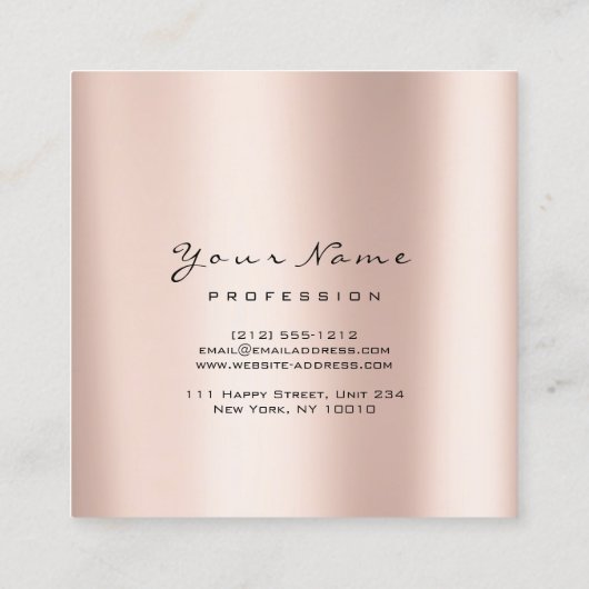 メイクアップアーティストアイブラッシュグリッターピンクスクエア スクエア名刺 (裏面)