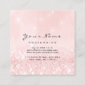 メイクアップアーティストアイブラッシュグリッターピンクパウダー スクエア名刺 (裏面)