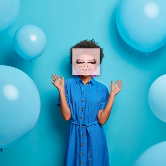 メイクアップアーティストアイブラッシュグリッターピンクパウダー スクエア名刺