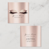 メイクアップアーティストアイブラッシュグリッターピンクローズ スクエア名刺 (正面/裏面)