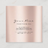 メイクアップアーティストアイブラッシュグリッターピンクローズ スクエア名刺 (裏面)