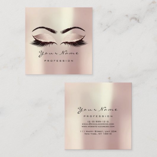 メイクアップアーティストアイブラッシュグリッターピンク赤面 スクエア名刺 (正面/裏面)