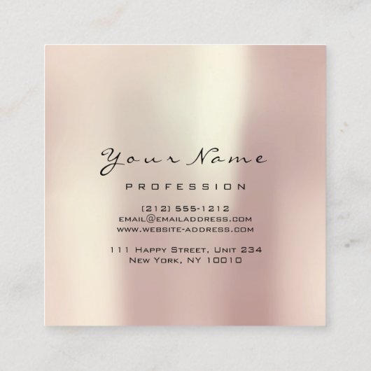 メイクアップアーティストアイブラッシュグリッターピンク赤面 スクエア名刺 (裏面)