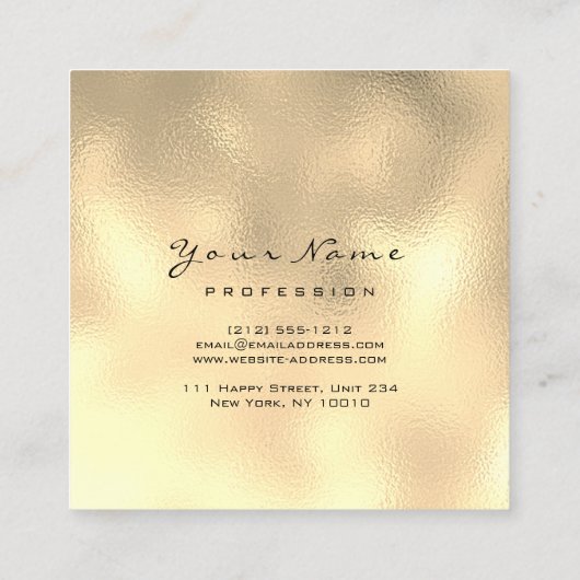 メイクアップアーティストアイブラッシュグリッター金ゴールドWaxing スクエア名刺 (裏面)