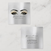 メイクアップアーティストアイブラッシュグレー金ゴールドスクエア スクエア名刺 (正面/裏面)