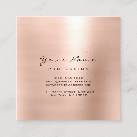 メイクアップアーティストアイブラッシュバラピンクスクエア スクエア名刺 (裏面)