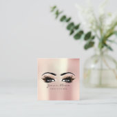 メイクアップアーティストアイブラッシュバラピンクスクエア スクエア名刺 (スタンド正面)