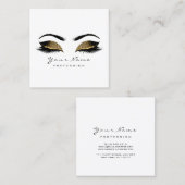 メイクアップアーティストアイブラッシュホワイトグリッターワックス スクエア名刺 (正面/裏面)