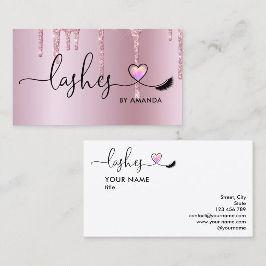 メイクアップアーティストアイブロイズアイズラッシュハート 名刺 (正面/裏面)