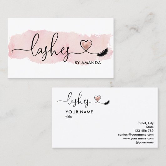 メイクアップアーティストアイブロイズアイズラッシュハート 名刺 (正面/裏面)