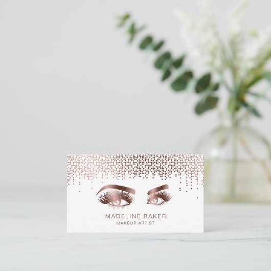 メイクアップアーティストアイブロウアイズラッシュバラ金ゴールド 名刺 (スタンド正面)