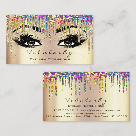 メイクアップアーティストアイブロウラッシュグリッタードリップスグリッター 名刺 (正面/裏面)
