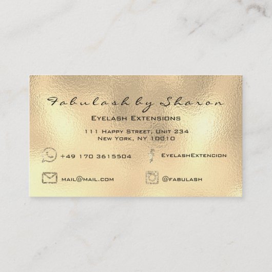 メイクアップアーティストアイブロウレイズ金ゴールドグリッターWaxing 名刺 (裏面)