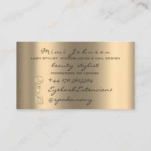 メイクアップアーティストアイブロウレイズ金ゴールドセピエステティシャン 名刺 (裏面)