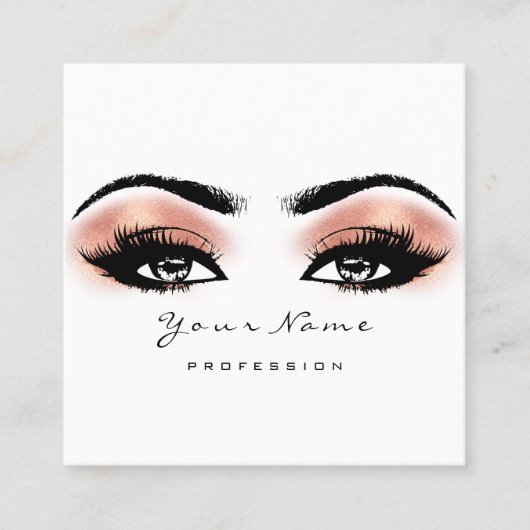 メイクアップアーティストアイブロウ赤面ラッシュホワイトスクエア スクエア名刺 (正面)