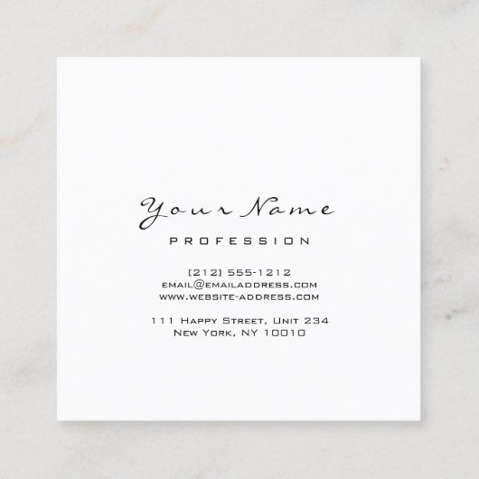 メイクアップアーティストアイブロウ赤面ラッシュホワイトスクエア スクエア名刺 (裏面)